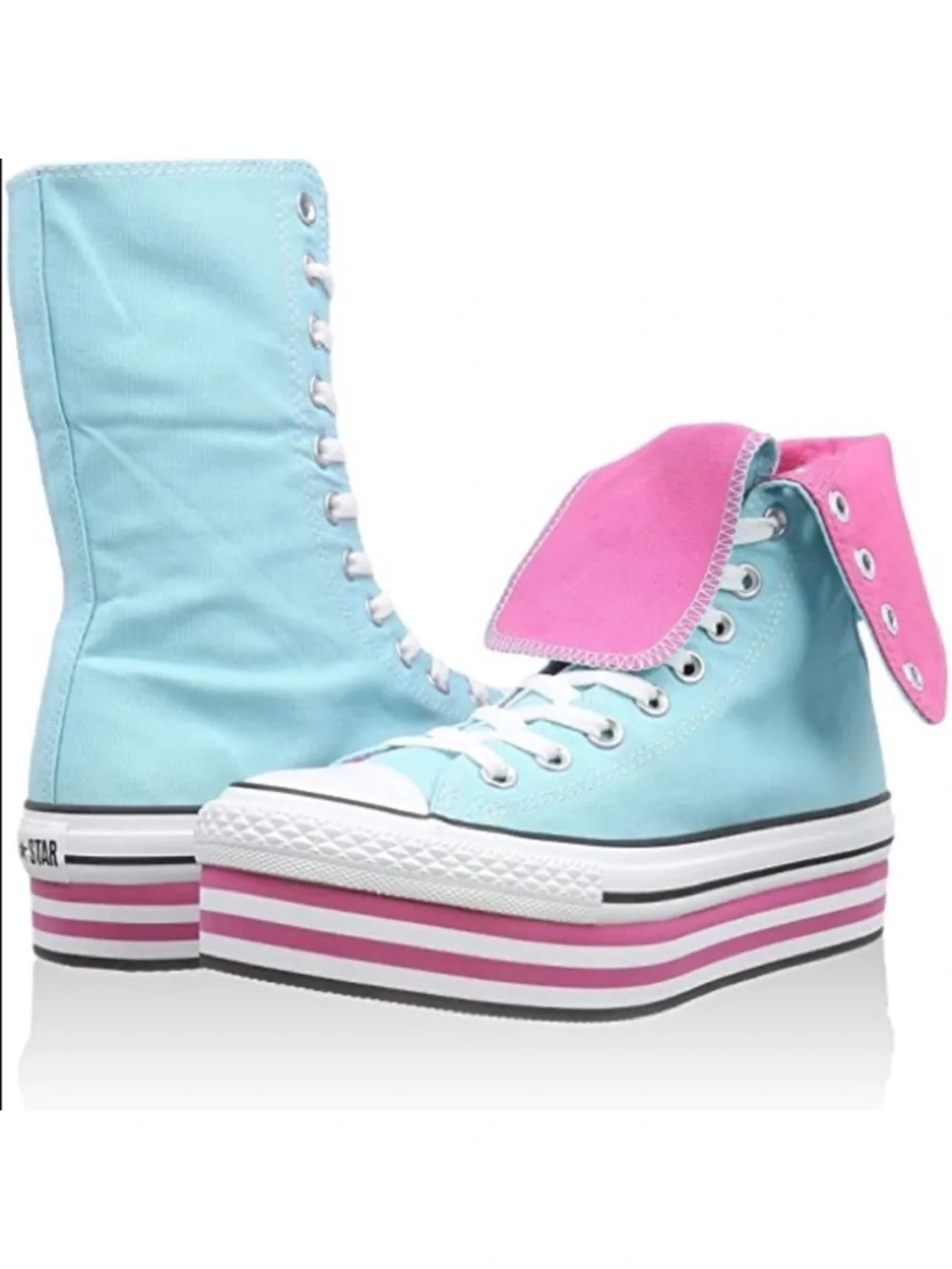 Converse Chuck Taylor Platform CT Xhi High Top Sneakers Pink Blue Size 10.5